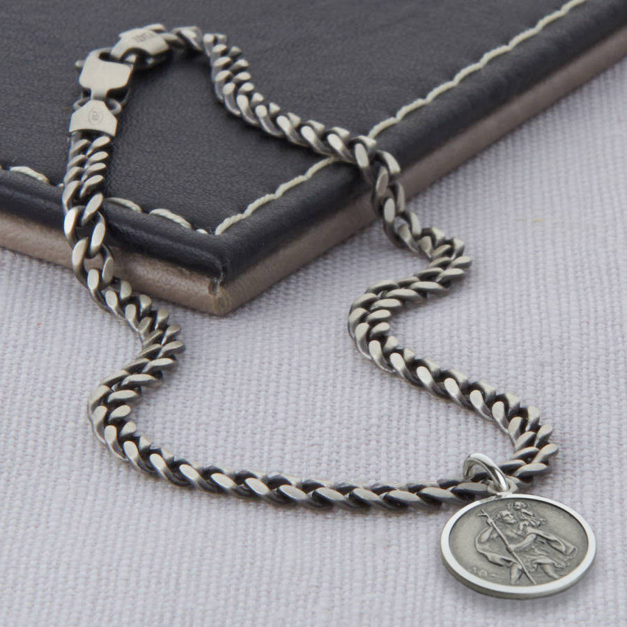 personalised sterling silver st christopher bracelet by hurleyburley
