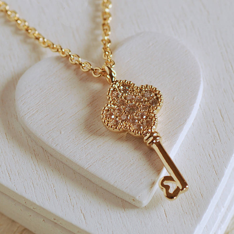 Heart Key Necklace By Highland Angel