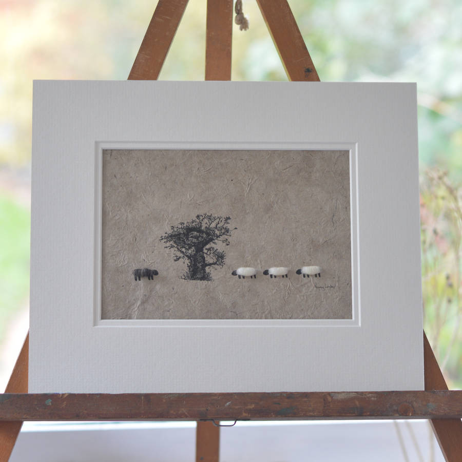 Woolly Sheep And Oak Tree Picture, 1 of 3