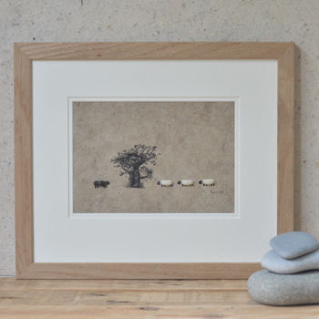 Woolly Sheep And Oak Tree Picture, 2 of 3