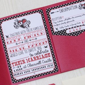 Rockabilly Wedding Invitations Wedfest Polka Dot Tattoo Rockabilly Wedding Invitation