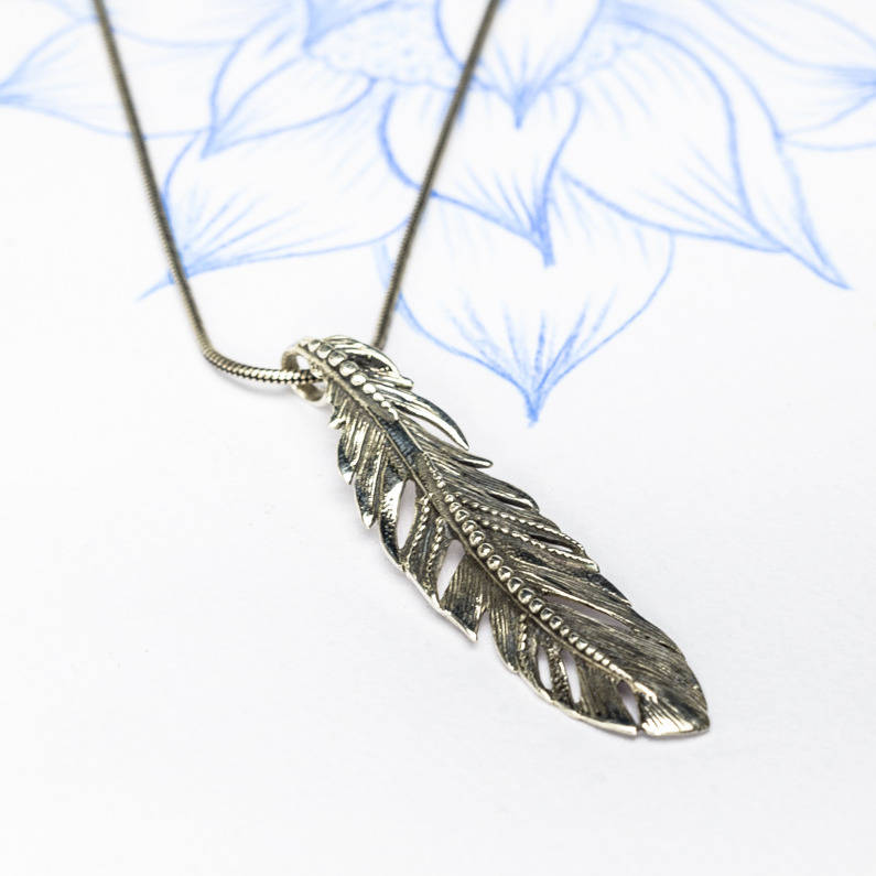 silver feather necklace by charlotte's web | notonthehighstreet.com