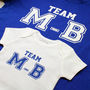 'Team Surname' Father And Baby T Shirt Set, thumbnail 8 of 10
