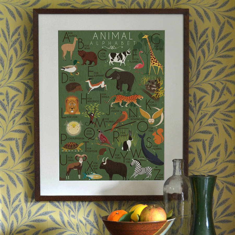 'animal alphabet' art print by red gate arts