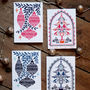 Set Of Eight Folk Christmas Tree And Bauble Cards, thumbnail 1 of 3
