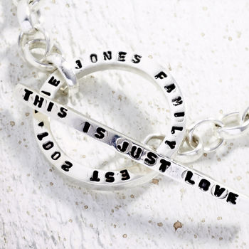 Silver Tiny Text Personalised Message Toggle Bracelet, 3 of 5