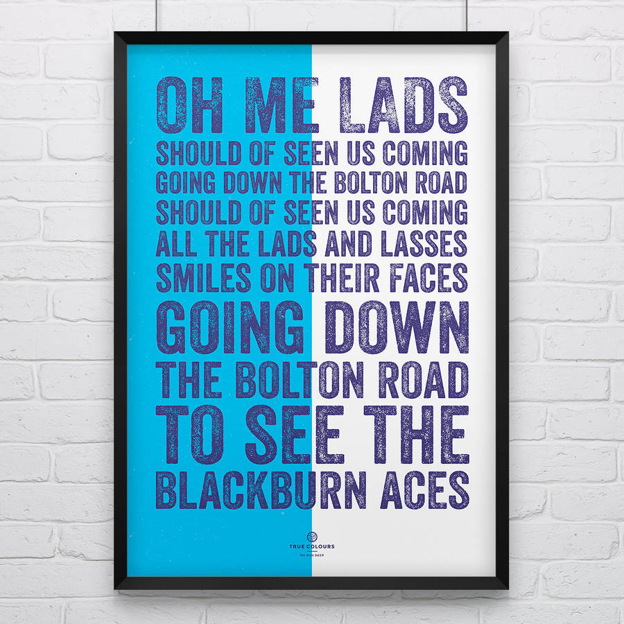 Blackburn Rovers 'Blackburn Aces' Football Song Print By True Colours