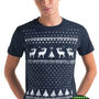 Mens Festive Christmas Reindeer Glow In The Dark Tshirt, thumbnail 1 of 11