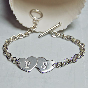 Personalised Sterling Silver Love Hearts Bracelet, 2 of 5