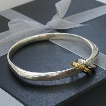 Personalised Wide Bangle With Triangle Charms, 2 of 7