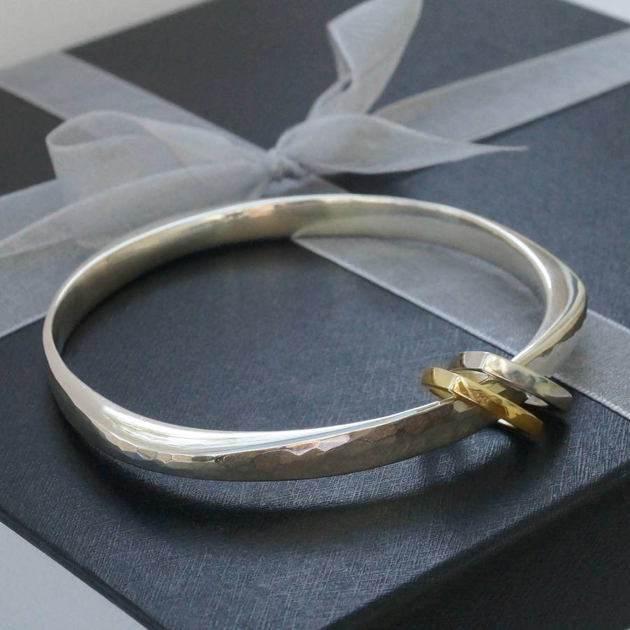 Personalised Wide Bangle With Triangle Charms By SALLYANNE LOWE