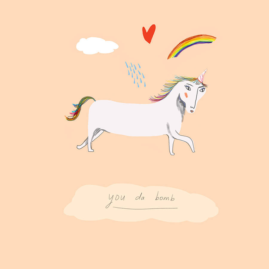 'you da bomb' unicorn card by nicola rowlands ...