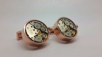Clockwork Cufflinks With Real Moving Parts In Rose, 2 of 5