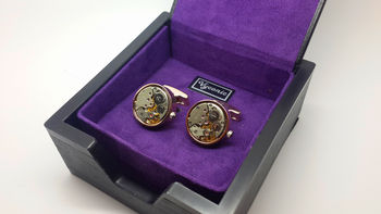 Clockwork Cufflinks With Real Moving Parts In Rose, 3 of 5