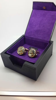 Clockwork Cufflinks With Real Moving Parts In Rose, 4 of 5
