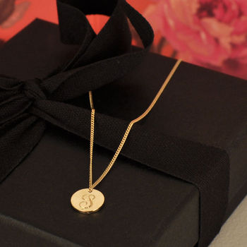 Double Sided Solid Gold Disc Initial Necklace, 5 of 11