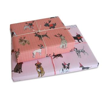 One Sheet Of Deer Dogs Gingham Wrapping Paper, 3 of 4