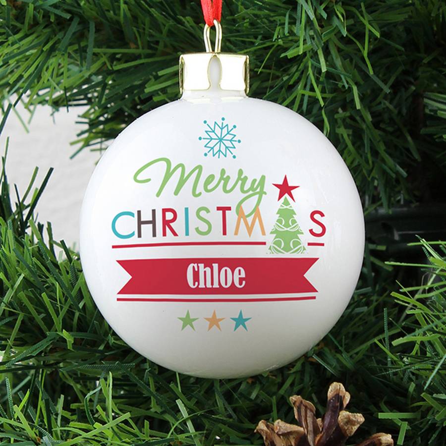 Merry Christmas Bright Personalised Bauble By Chalk And Cheese Candles