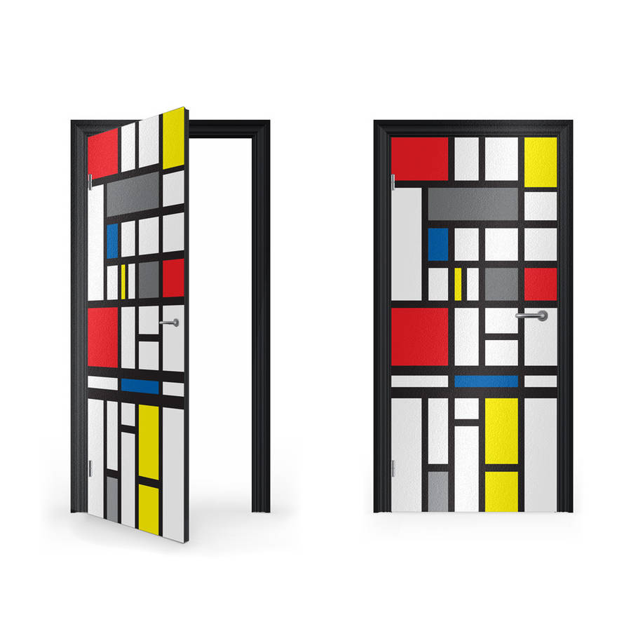Mondrian Abstract Art Vinyl Sticker For Door, 1 of 2