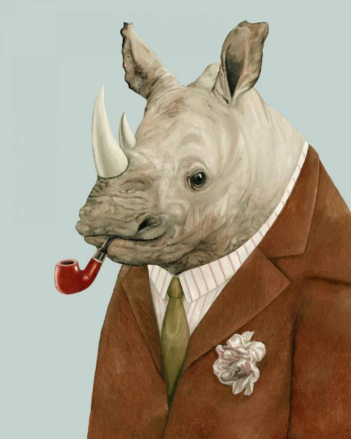 Rhino Art Print By Monde Mosaic | notonthehighstreet.com