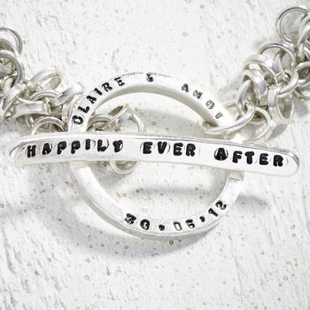Silver Tiny Text Message Multi Link Toggle Necklace, 3 of 4