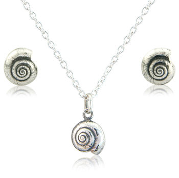 Sterling Silver Shell Necklace And Earring Set, 2 of 6