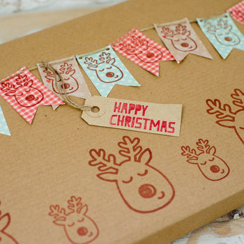 Christmas Red Nose Reindeer Rubber Stamp, 2 of 2