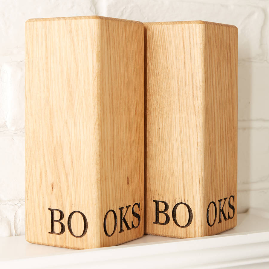 personalised oak bookends by oak&ford