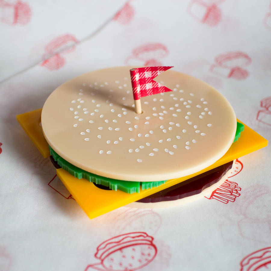 Burger Perspex Coaster Set, 1 of 5