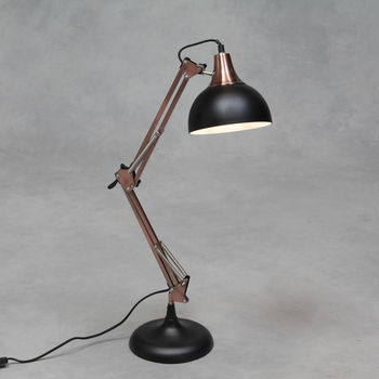 Copper And Black Desk Lamp, 3 of 5