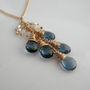 Navy Quartz, Moonstone And Pearl Lariat Necklace, thumbnail 3 of 5
