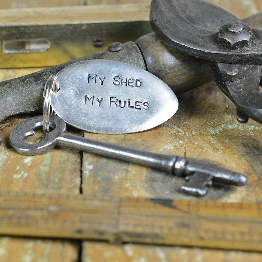 My Shed My Rules Vintage Spoon Keyring By Home &amp; Glory 