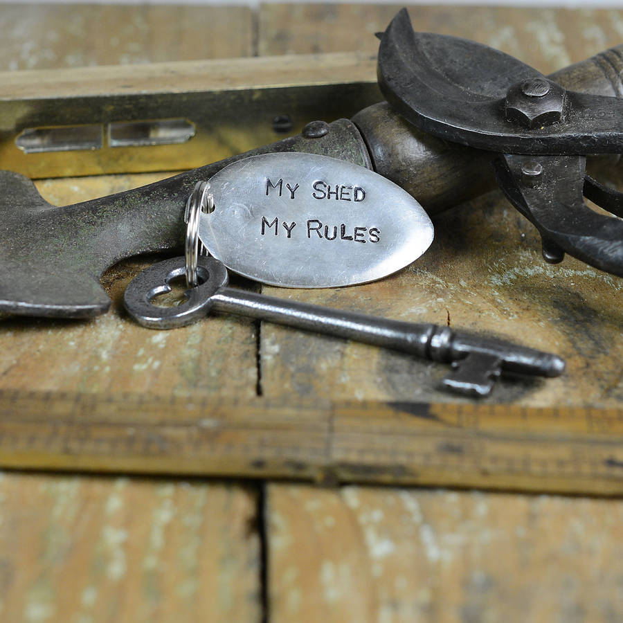 My Shed My Rules Vintage Spoon Keyring By Home &amp; Glory 