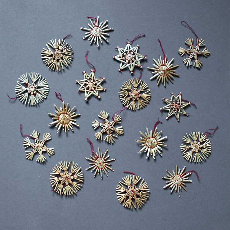 Set Of Eighteen Straw Christmas Tree Decorations By Winter's Moon