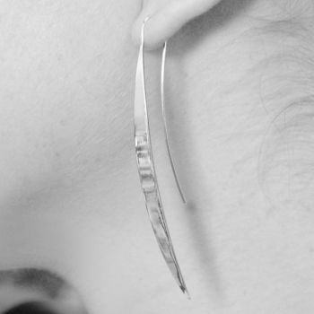 Elongated Leaf Silver Statement Drop Earrings, 7 of 8