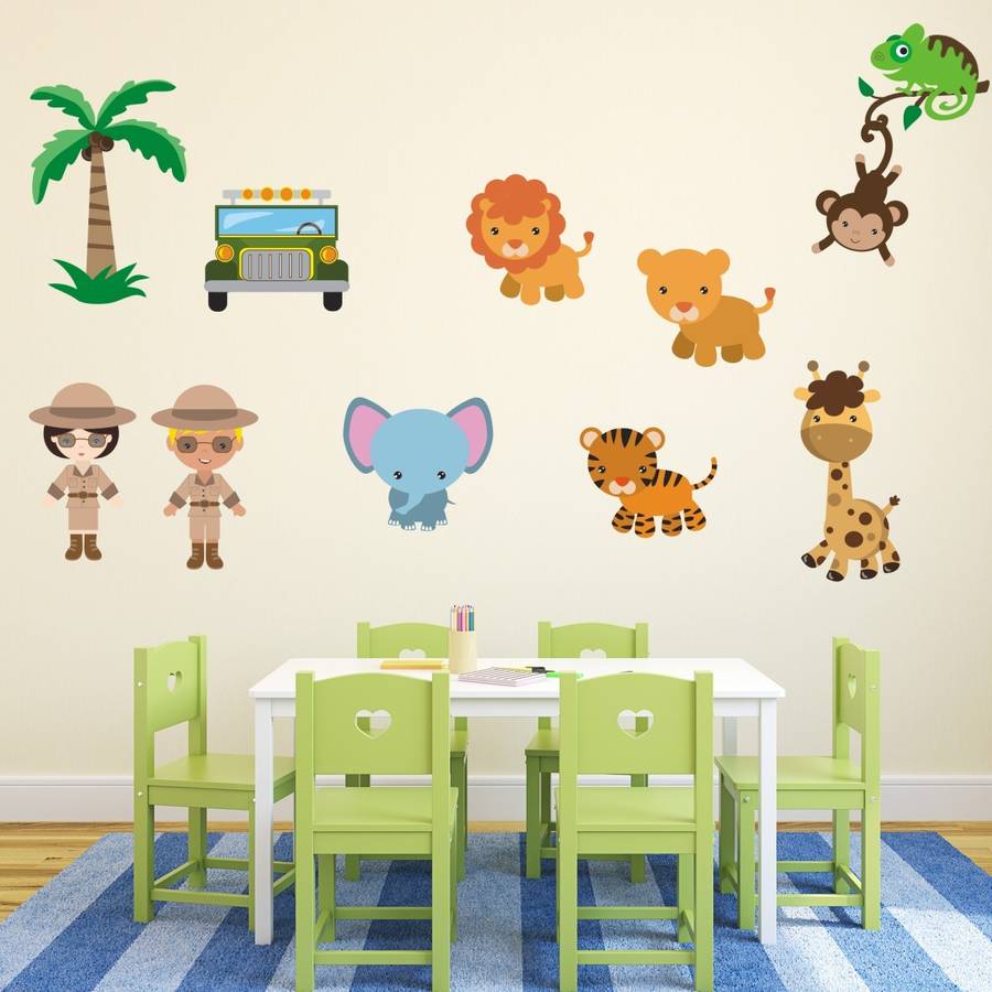 safari animals scene wall stickers by mirrorin