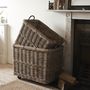 Rectangular Rattan Log Basket With Wheels And Handles, thumbnail 1 of 3