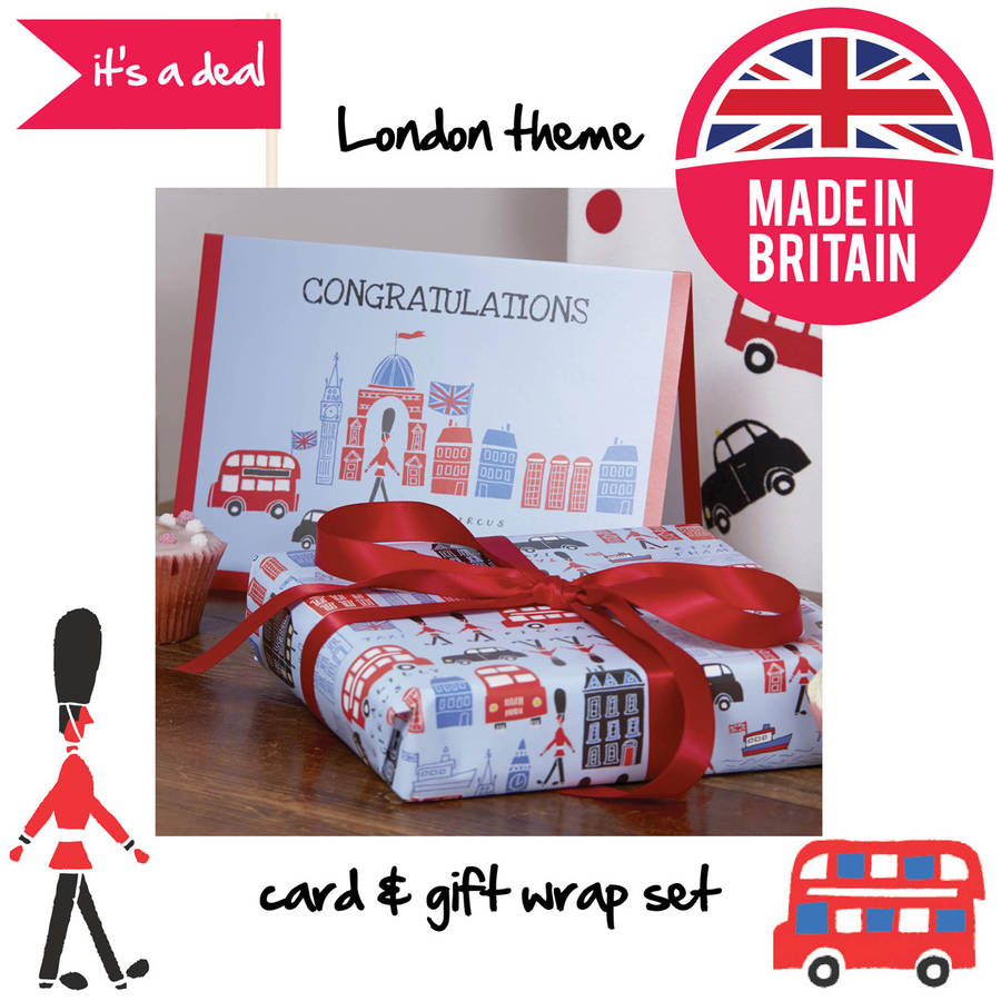 london theme congratulations gift wrap and card set by ...