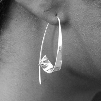 Flared Ribbon Sterling Silver Hoop Earrings, 3 of 4