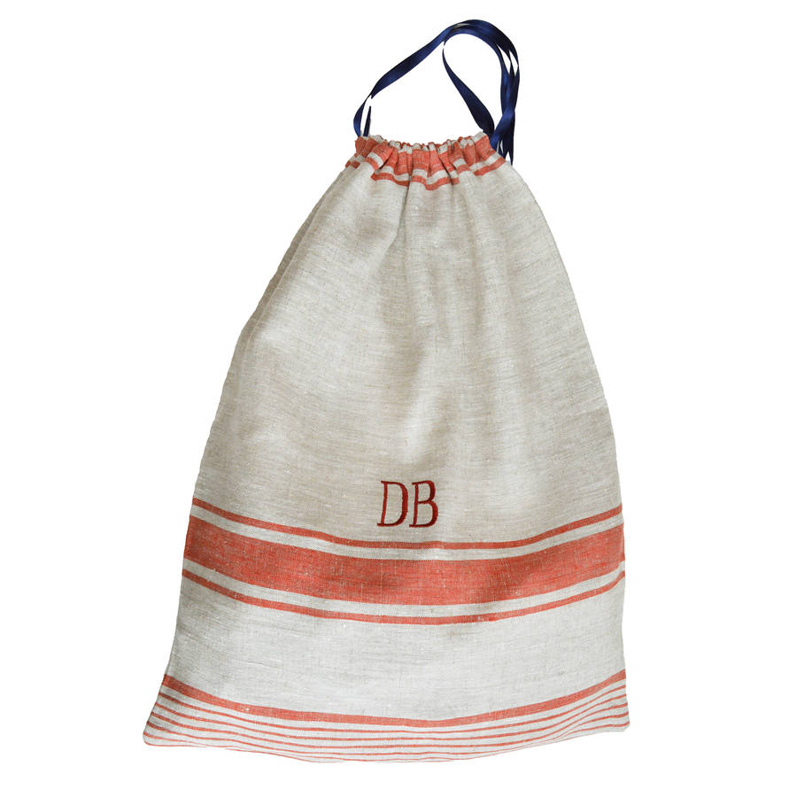 monogrammed linen laundry bag by miafleur