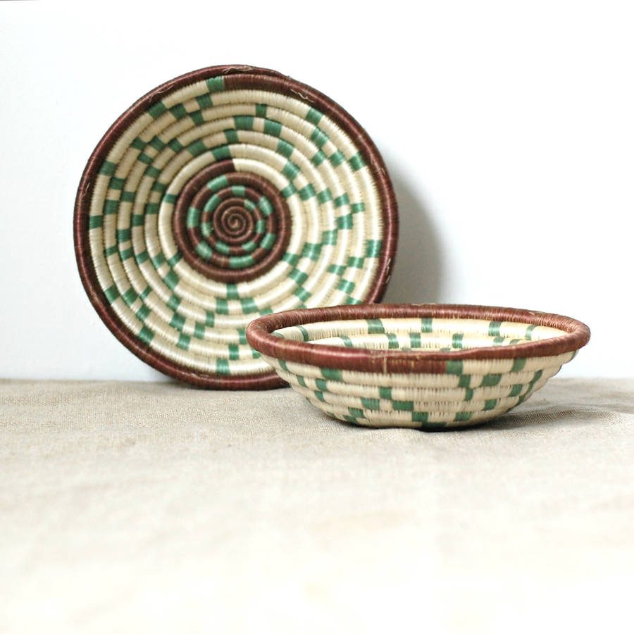 Set Of Two Mint Woven Bowls By Happy Piece