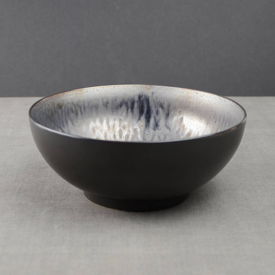 metallic glaze ceramic salad bowl by nom living