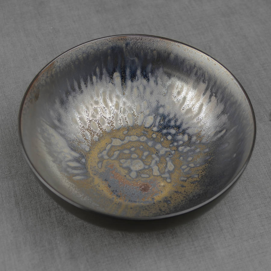 metallic glaze ceramic salad bowl by nom living