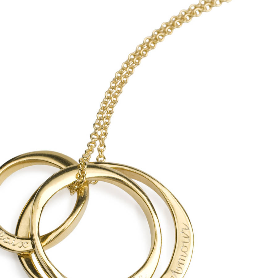 gold 3 ring necklace