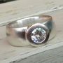 Wide Recycled Silver Ring With Moissanite, thumbnail 1 of 3