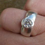 Wide Recycled Silver Ring With Moissanite, thumbnail 2 of 3