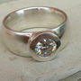 Wide Recycled Silver Ring With Moissanite, thumbnail 3 of 3