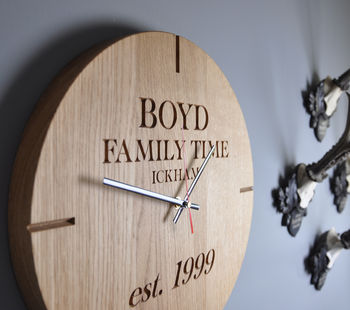 Personalised Oak Wall Clock, 2 of 6