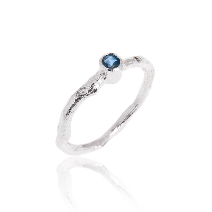 Choice Of Coloured Sapphire And Diamond Ring In Silver By Anthony Blakeney