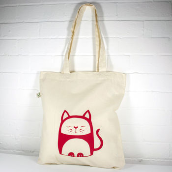 Contented Cat Organic Cotton Tote Bag, 2 of 6